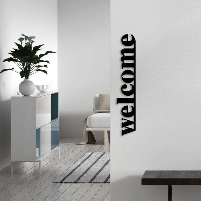 Wallity Welcome Accesorio Decorativo de Pared de Metal Negro
